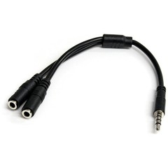StarTech.com Headset Adapter, Microphone and Headphone Male to Female, Black