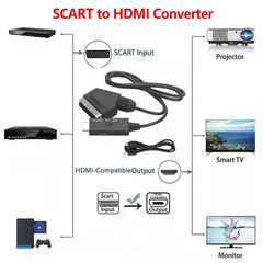 SCART to Hdmi-Compatible Converter Cable 1080P SCART in HDMI Out HD 720P/1080P S