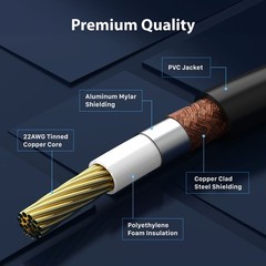 FosPower RCA Male Dual Layer Gold Plated Subwoofer Audio Cable Cord Adapter Plug