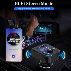 Bluetooth 5.0 Car Wireless FM Transmitter Adapter 2USB PD Charger AUX Hands-Free