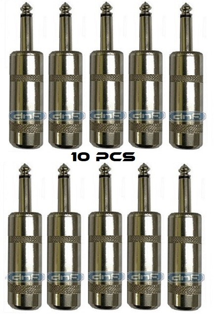 10 Pack DNF Custom 1/4″ Male TRS Audio Stereo Cord Jack Connector – Ships TODAY!