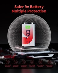 EBL 9 Volt Li-ion USB Rechargeable Batteries 5400mWh 9V Lithium Ion Battery Lot
