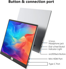 4K Portable Touchscreen Monitor 15.6″ – HDR HDMI USB-C for Laptop & Gaming