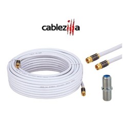 White RG6 Quad Shield Coax Patch Cable Internet Satellite Antenna w/Barrel LOT