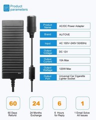 2 PCS AC to DC Converter 110V to 12V 10A 120W Power Supply Car Cigarette Lighter