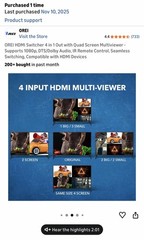 Quad Multi Viewer 4×1 Seamless HDMI Switch Full HD 1080p (HD-401MR)