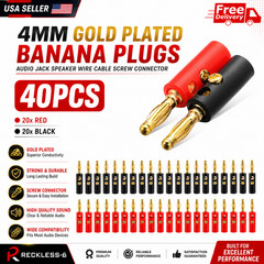 40/30/20/10 PCS 4mm Gold Plated Banana Plugs Audio Jack Speaker Wire Cable Screw