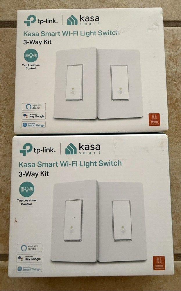 LOT OF 2 TP-Link Kasa Smart HS210 3-Way Wi-Fi Dimmer Switch Kit HS210 KIT Ver c0