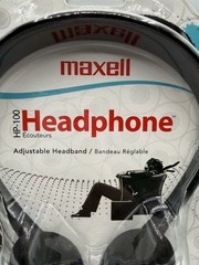 NEW MAXELL HP-100 HEADPHONES BLACK ADJUSTABLE HEADBAND 6′ FOOT CORD