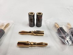 FosPower Bundle Dual Screw Audio 24K Gold Plated Jack Connector Speakers