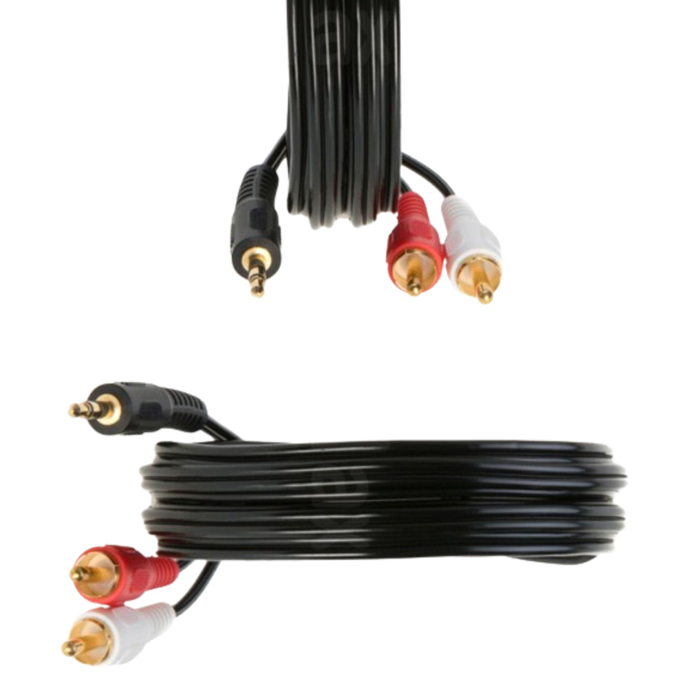 2 RCA to 3.5mm Jack Stereo Audio Cable Adapter 6ft 10ft 12ft 15ft 25ft Male lot