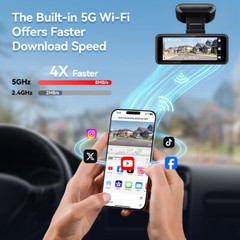 REDTIGER 4K Dash Camera Front,5.8G WiFi,3.18” Touch Screen Dash Cam for Cars