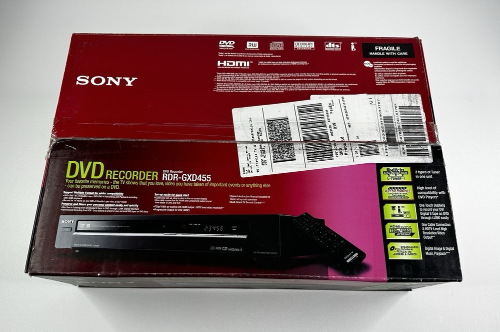 New Sealed Sony RDR-GXD455 DVD Recorder W/Tuner and Upscale