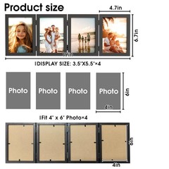 WARM&LOVE 4 Picture Frame, 4×6 4 x 6 inches, 4 Hole Lotus Leaf Frame-Black