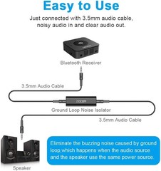 Plug and Play Ground Loop Noise Filter with 3.5mm Aux Cable for Superior Sound