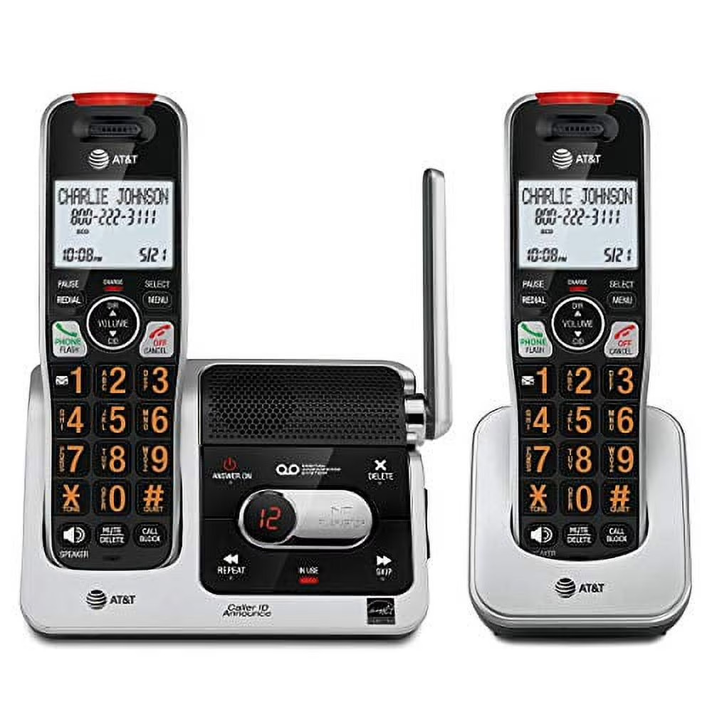 AT&T BL102-2 DECT 6.0 2-Handset Cordless Phones for Home With Answering Machine