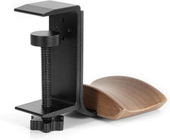Headphone Holder with 6Cm Wide Walnut Headrest,Adjustable Clamp-On Headset Stand
