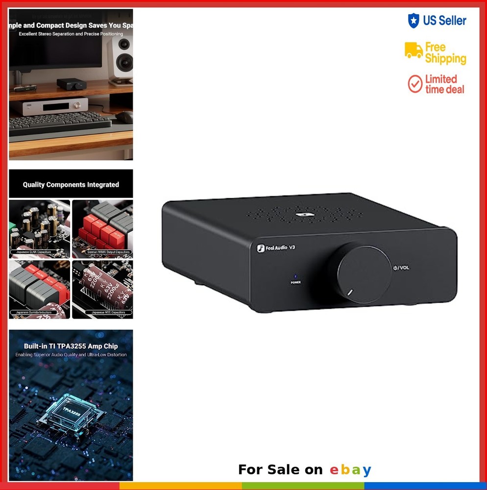 Stereo Amplifier 300W x2 TPA3255 Class D Mini Amp 2 Channel for Bookshelf