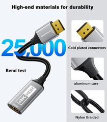 Active DisplayPort to HDMI Adapter (4K@60Hz,1440P/2K@120Hz) Uni-Directional DP