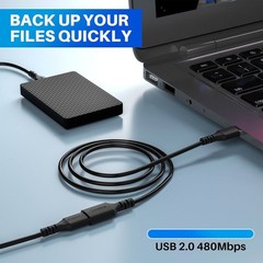 3 Pack USB Extension Cable 2 FT, Short USB 2.0 Type A Male to Female Extender Co