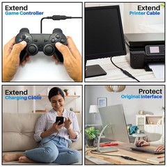 3 Pack USB Extension Cable 2 FT, Short USB 2.0 Type A Male to Female Extender Co