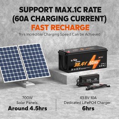 Refurbished LiTime 36V 60Ah Golf Cart LiFePO4 Lithium Battery 2304Wh 120A BMS