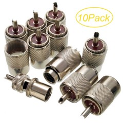 10X UHF PL-259 Male Solder Type RF Connectors for RG8/RG213/LMR400 Coax Wire USA