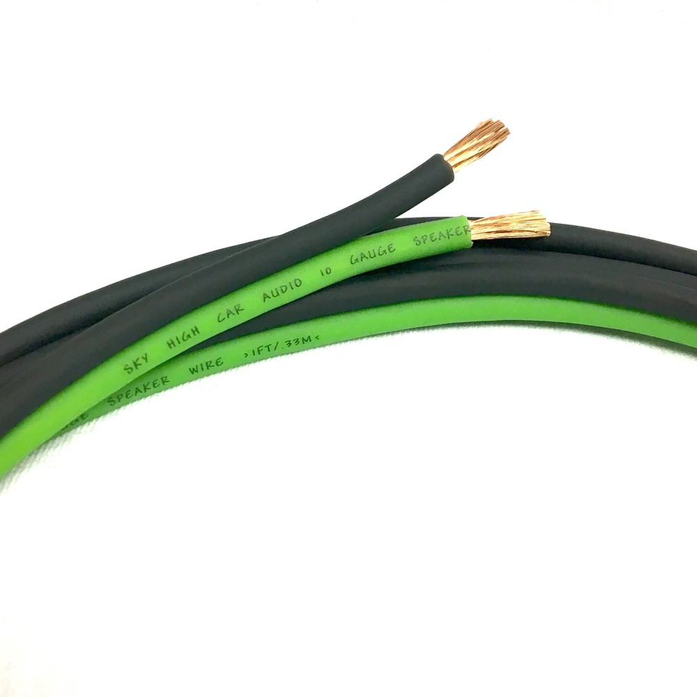 10 ft TRUE 10 Ga OFC AWG GR/BK Sky High Car Audio Speaker Wire Home Audio
