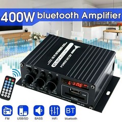 400W 2 Channel Bluetooth Mini HIFI Power Amplifier Audio Stereo Amp Home Car FM