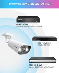 ZOSI 4K 8MP PoE Add-on Camera Person Vehicle Detect 2 Way Talk For ZOSI PoE NVR