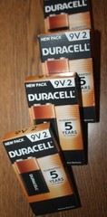 4-Duracell 9V Alkaline Batteries 2-Pack 9 V Block #041333051598 -8 Batteries