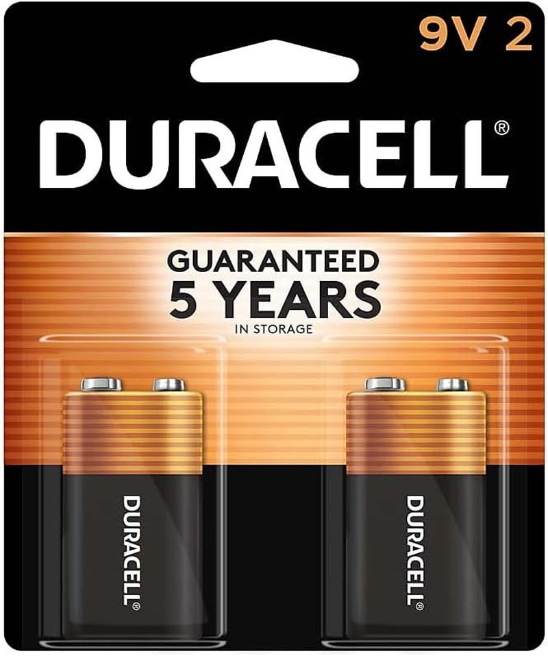 Coppertop 9V Battery, 2 Count (Pack of 1), Long-Lasting All-Purpose Alkaline 9V