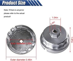 Oil Filter Wrench, 64MM Heavy Duty Oil Filter Cap Removal Socket Color: White