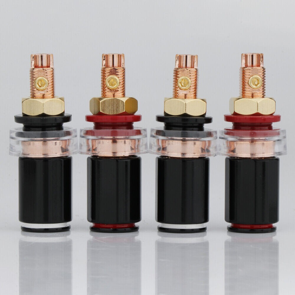 4Pcs Pure Copper Plated Binding Post Banana Female Speaker Amplifier Terminals