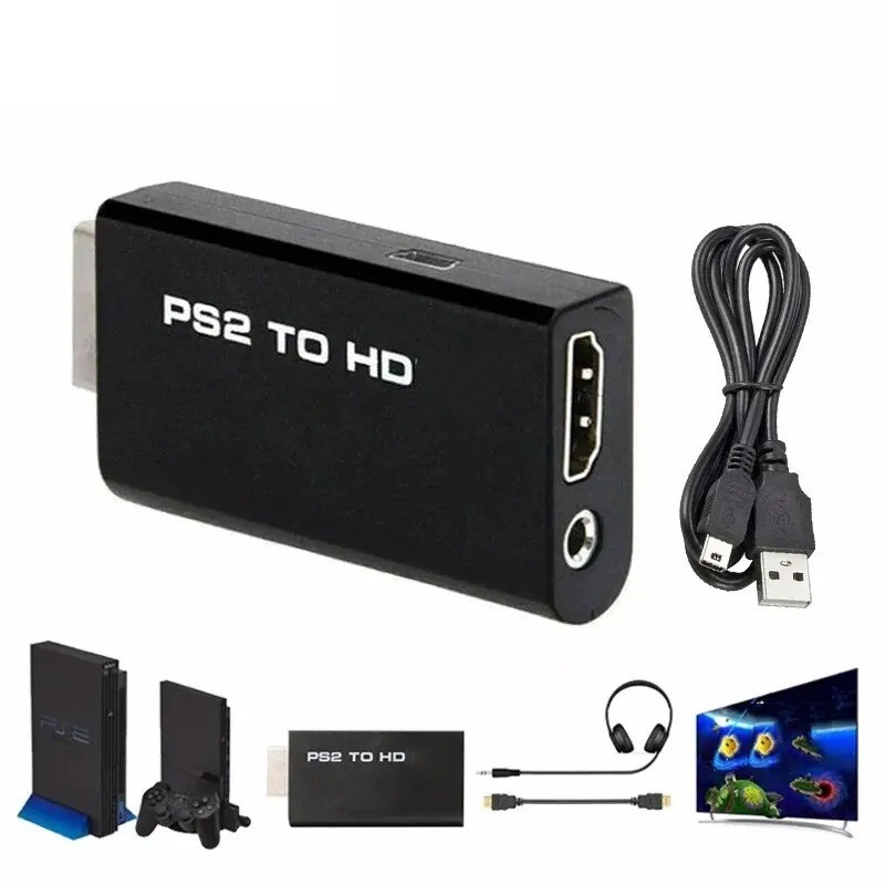 PS2 to HDMI Video Converter Adapter with 3.5mm Audio Output for HDTV Monitor US
