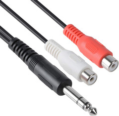 6.35Mm 1/4 Inch TRS Stereo Jack Male to 2 RCA Female Plug Y Splitter Adapter Cab