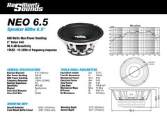 RESILIENT SOUNDS NEO 6.5 300w rms 4ohm 6.5″ speaker