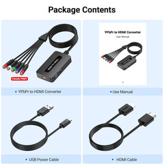 Component to HDMI Converter, 1080P YPbPr to HDMI Converter with Female YPbPr …
