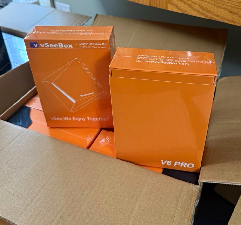 vSeeBox V6 Pro Android 4320p 64GB Wi‑Fi Quad Core HDMI HDR10 Dolby Atmos Orange