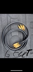 6FT Component Video Cable, Gold Plated, Black with 3 RGB connectors