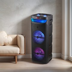 Dual 10″ Subwoofer Portable Bluetooth Speaker Heavy Bass Sound System Party +Mic