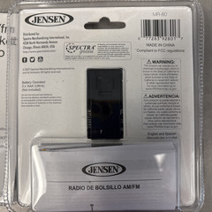 Jensen MR-80 AM/FM Portable Pocket Radio Small Compact NEW for Seniors Emergency
