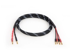 Canare 4S11 Bi-Wire Speaker Cable Single, Black Flex Braided 2 to 4 Banana.
