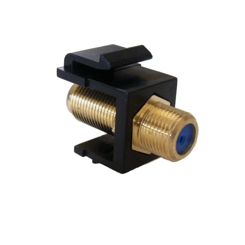 F-type Black Keystone Insert Module Jack Coax Cable Female Connector Gold