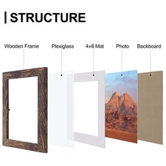 Vittanly 6×8 Picture Frame, Display Pictures 4×6 with Mat 6×8, Rustic Brown