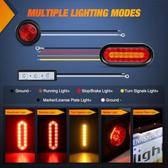2 PCS Steel Trailer Light Boxes Red Amber Oval+ Red Marker Trailer Light Box