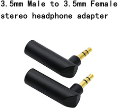3.5mm Male to Female Audio Adapter 90° Right Angle Stereo Jack AUX 2 Pack