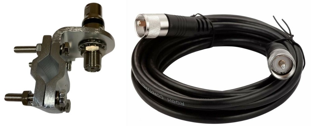 Sirio 18 FT Low Loss RG-213/U Cable with Mirror Mount bracket and 3/8 Stud