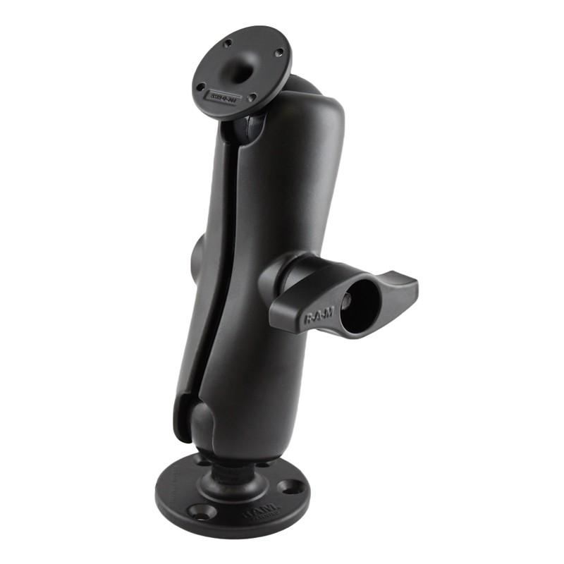 RAM Double 2.25″ Ball Mount with 2.5″ Round AMPS Plate and 3.68″ Round Plate