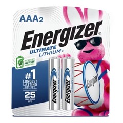 2pk Ultimate Lithium AAA Batteries: Household Single-Use, 1.5V, Metallic Silver